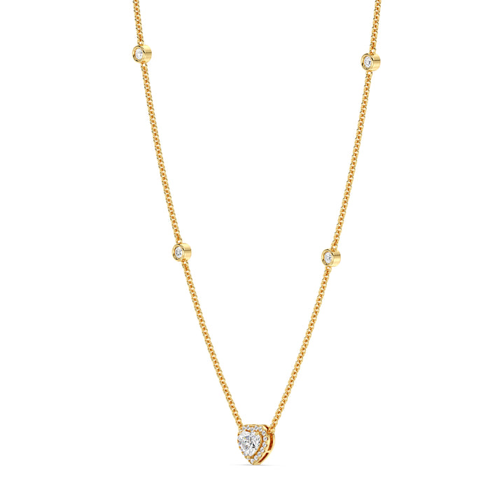 Heart Diamond Accent Necklace in 18K Yellow Gold