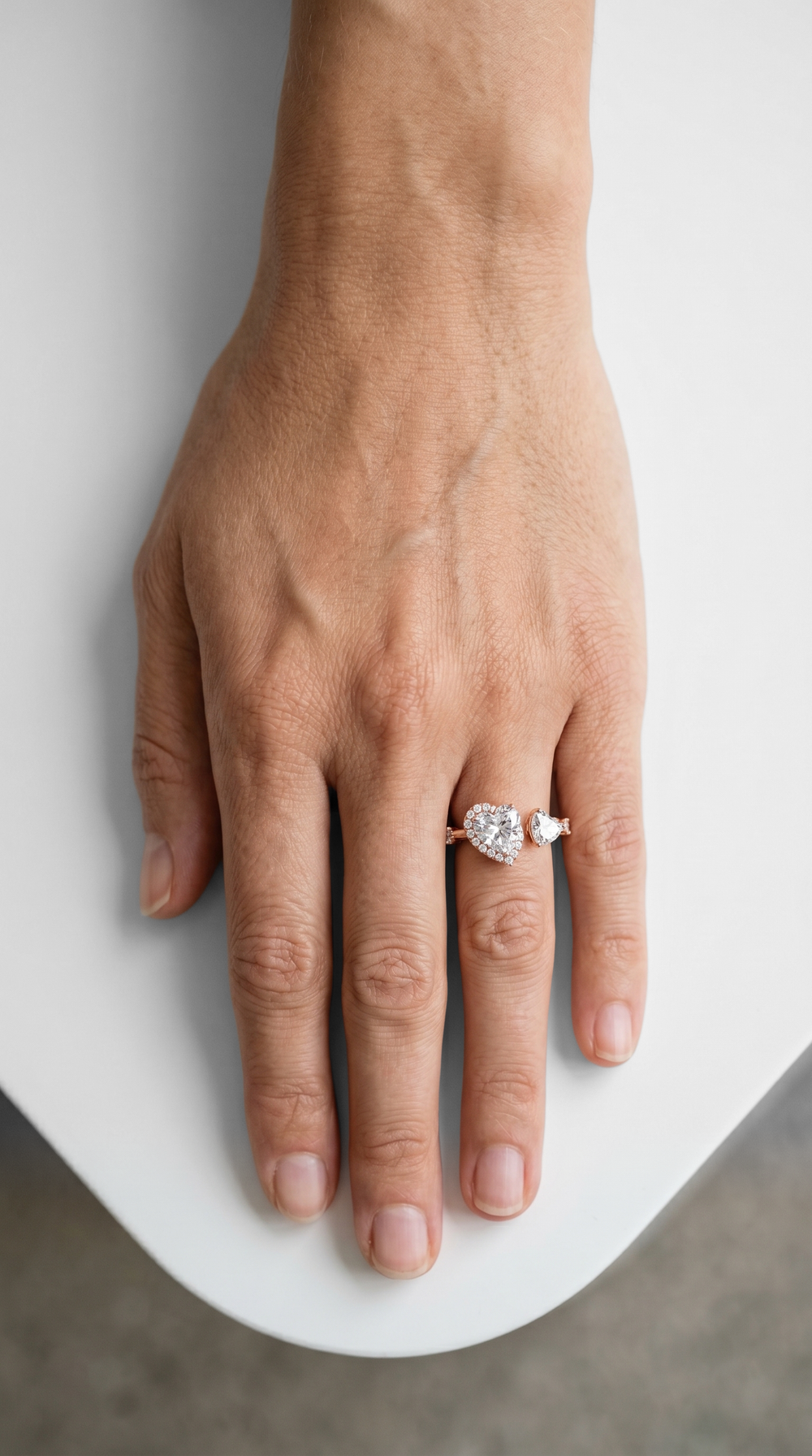 Heart Double Heart Open Cuff Ring