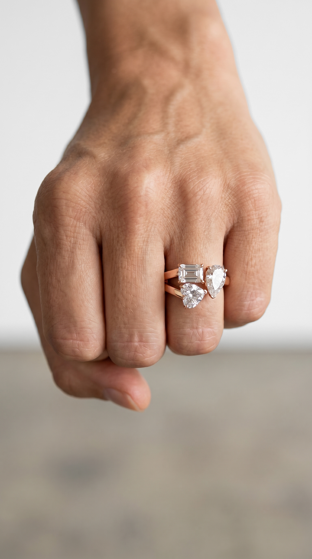 Heart, Pear &amp; Emerald Three-Stone Ring