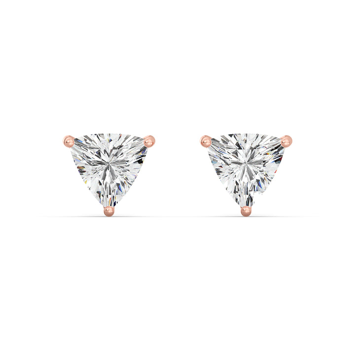 IGI-Certified Trillion Diamond Studs in Rose Gold