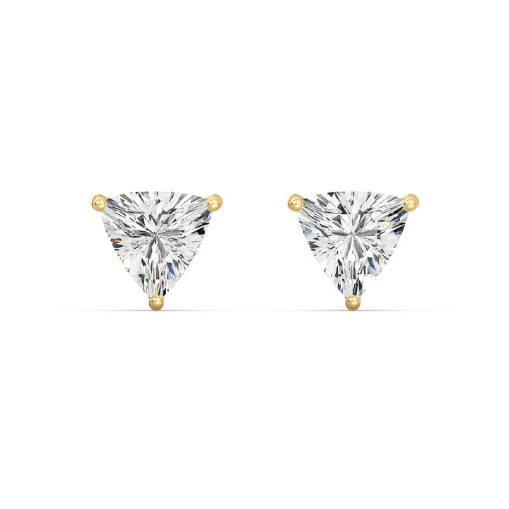 IGI-Certified Trillion Diamond Studs in Yellow Gold