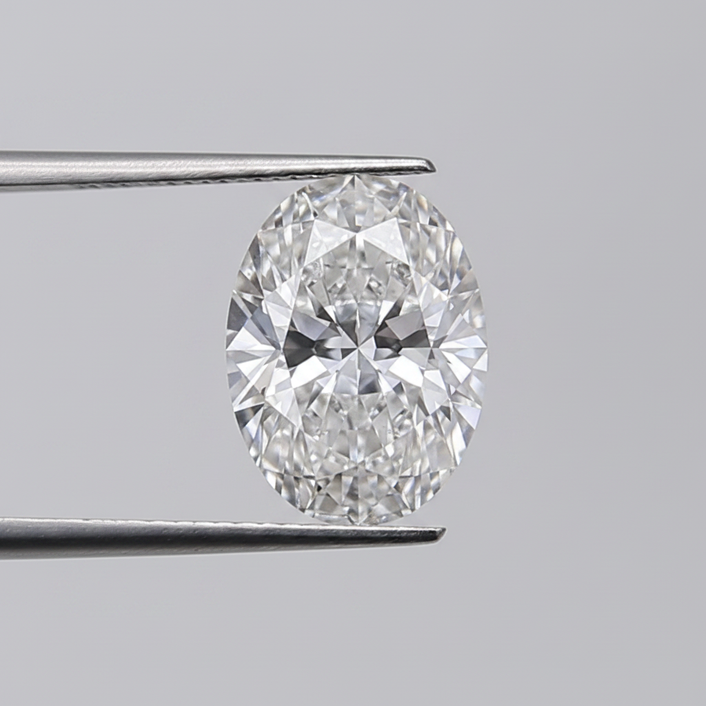 1,00 karaat ovale lab-grown diamant, VS2/E