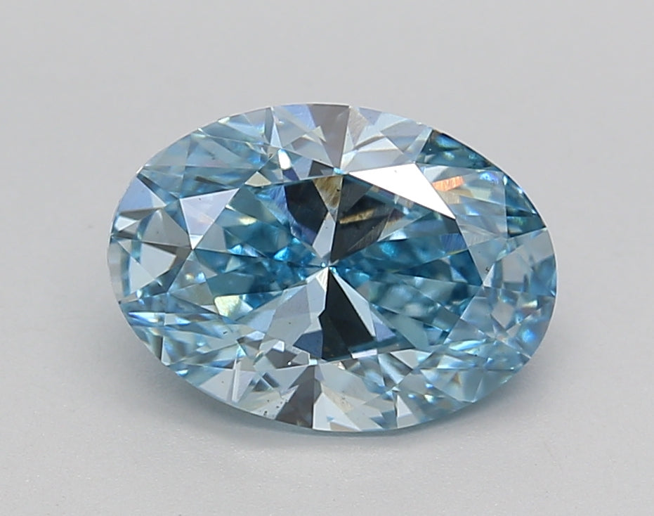 IGI Certified 2.00 CT Oval Lab-Grown Diamond - VS1 Clarity, Fancy Vivid Blue Color