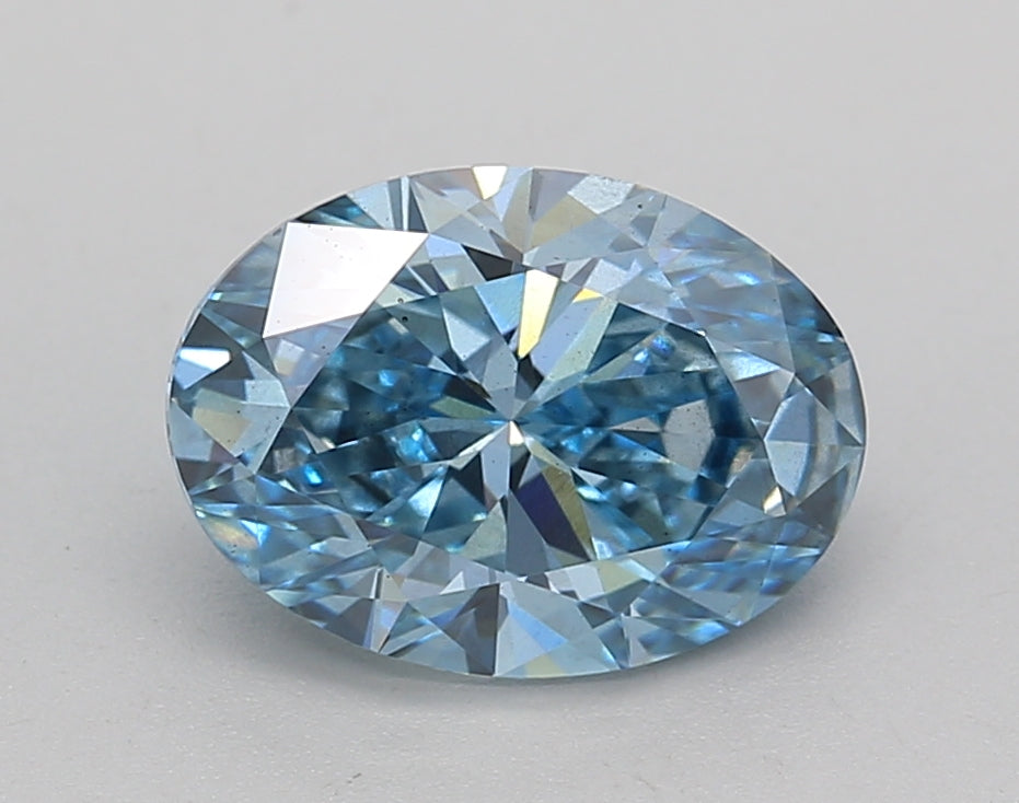 IGI Certified 2.01 CT Oval Lab Grown Diamond, Fancy Vivid Blue