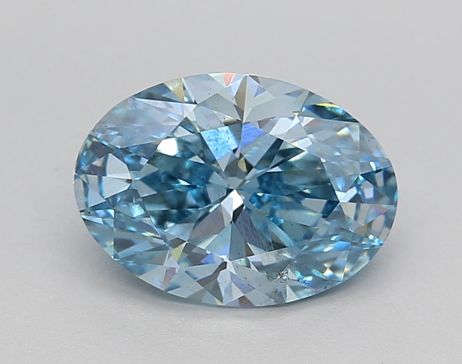 Diamant cultivé en laboratoire de taille ovale de 2,01 ct certifié IGI - VS2 Fancy Vivid Blue