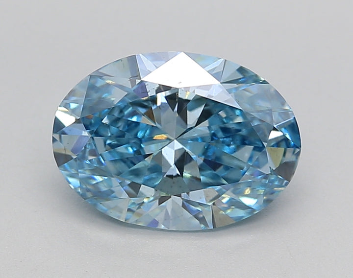 IGI Certified 2.02 CT Oval Cut Lab-Grown Diamond - Fancy Vivid Blue Color, VS2 Clarity