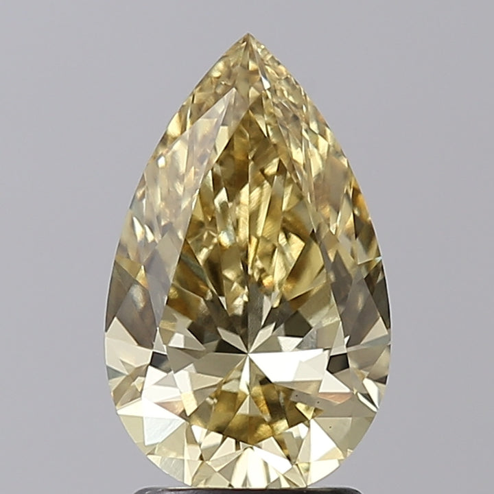 IGI Certified 2.07 CT Pear Cut Fancy Vivid Yellow Lab-Grown Diamond