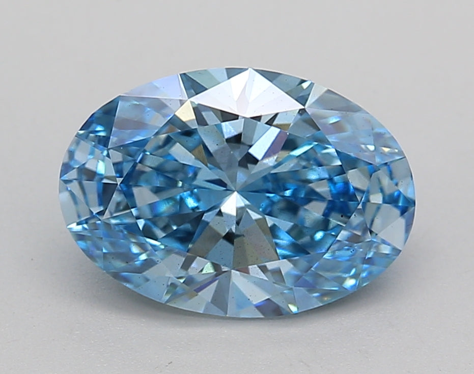 IGI Certified 2.24 CT Oval Cut Lab-Grown Diamond - Fancy Vivid Blue Color, VS2 Clarity