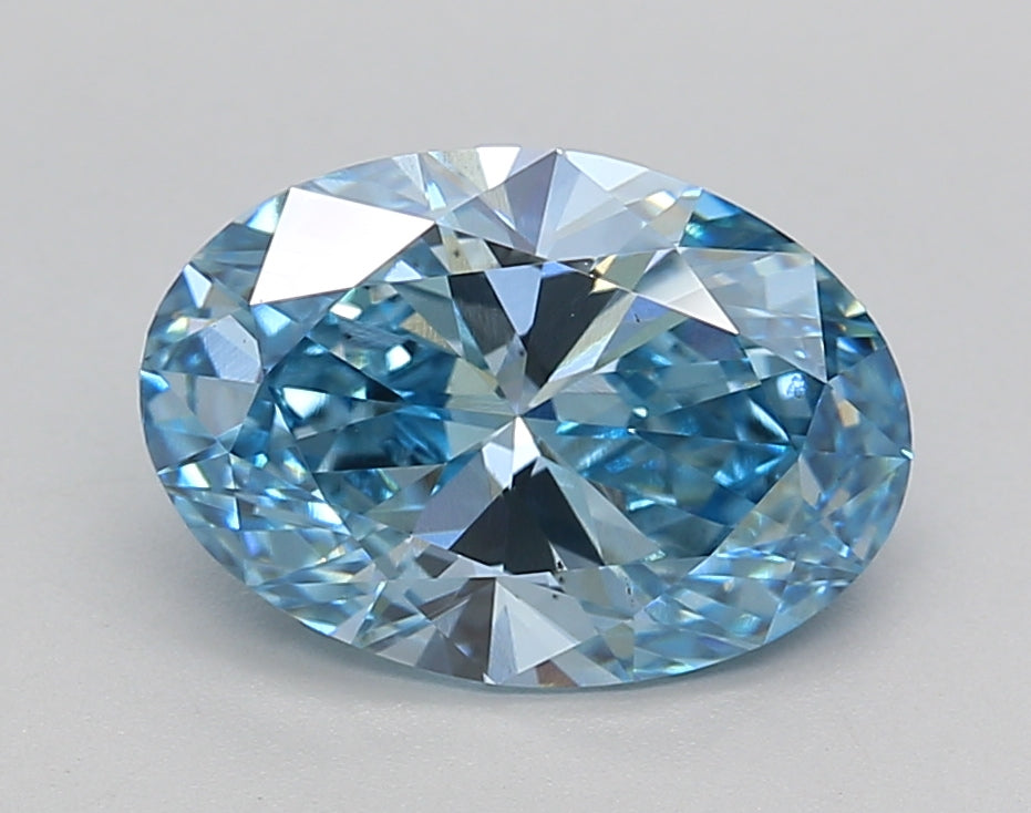 IGI Certified 2.28 CT Oval Lab Grown Diamond, Fancy Vivid Blue