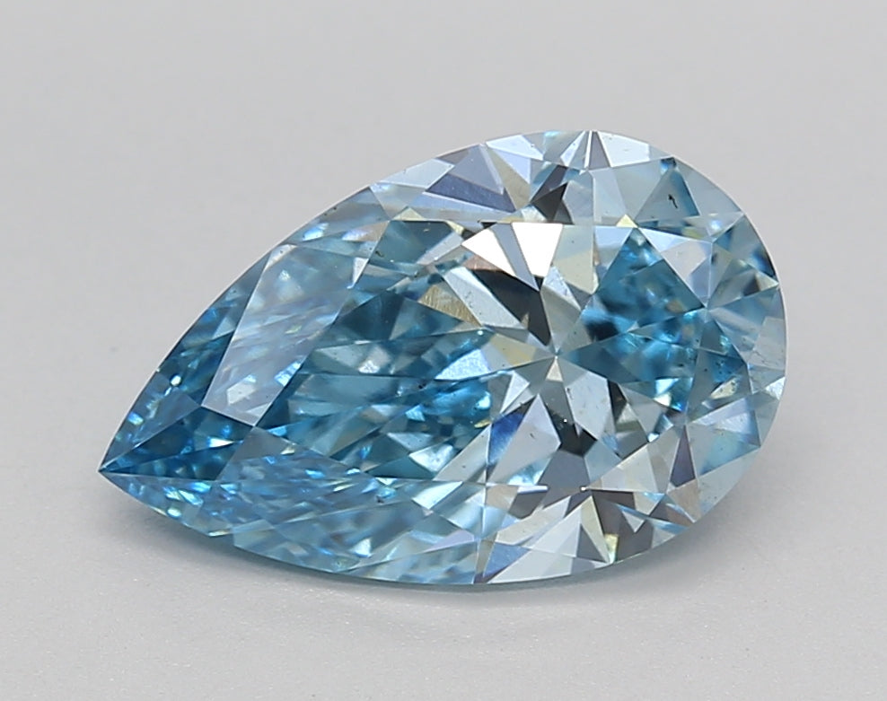 IGI Certified 2.34 CT Pear Cut Fancy Vivid Blue Lab-Grown Diamond, VS2 Clarity