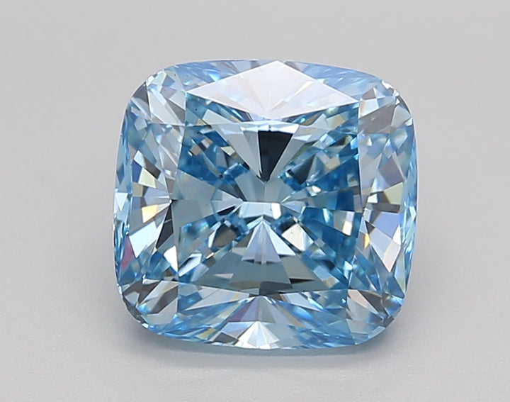 IGI Certified 2.60 Carat Cushion Cut Lab-Grown Diamond - Fancy Vivid Blue VS2