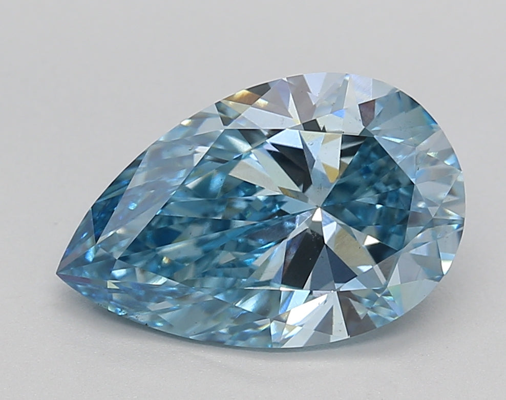 IGI Certified 2.86 CT Pear Cut Lab-Grown Diamond, Fancy Vivid Blue Color, VS2 Clarity