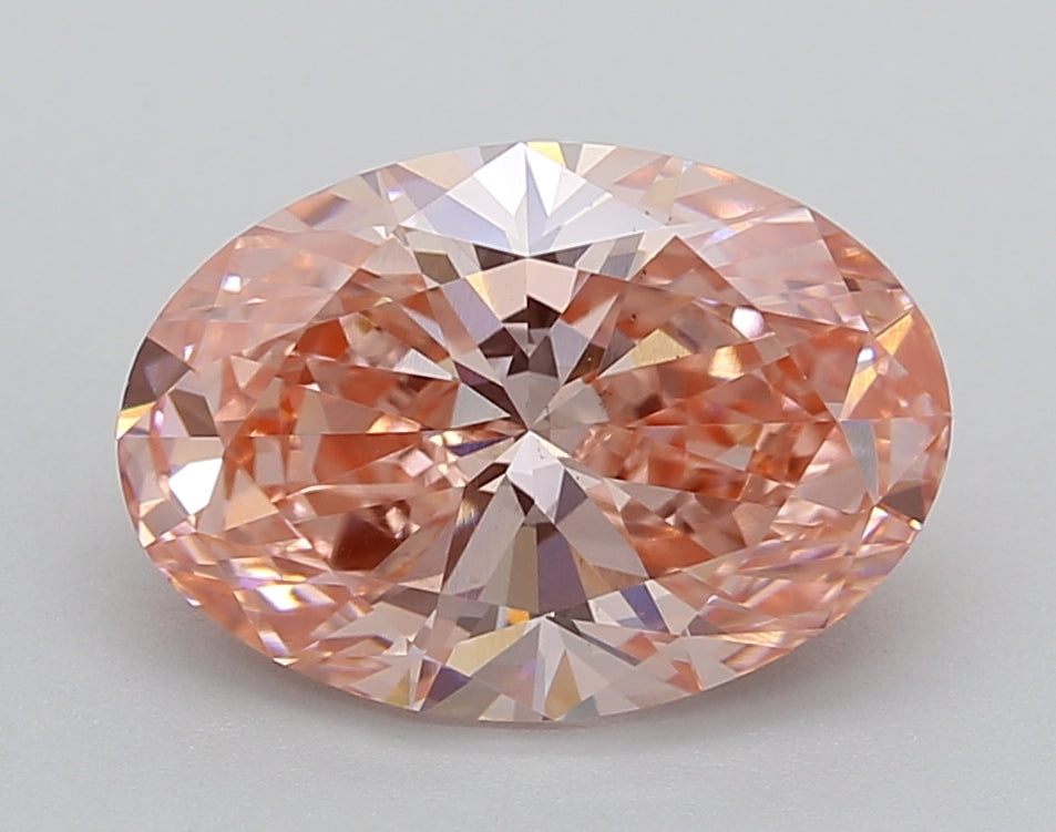 IGI Certified 3.00 CT Oval Lab-Grown Diamond - VS1 Clarity, Fancy Vivid Pink Color