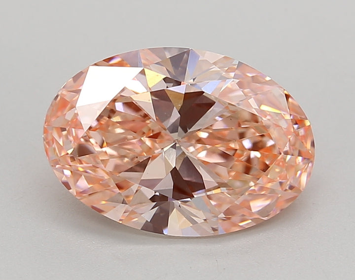 IGI Certified 3.00 ct Oval Cut Lab Grown Diamond - Fancy Vivid Orange Pink Color, VS2 Clarity
