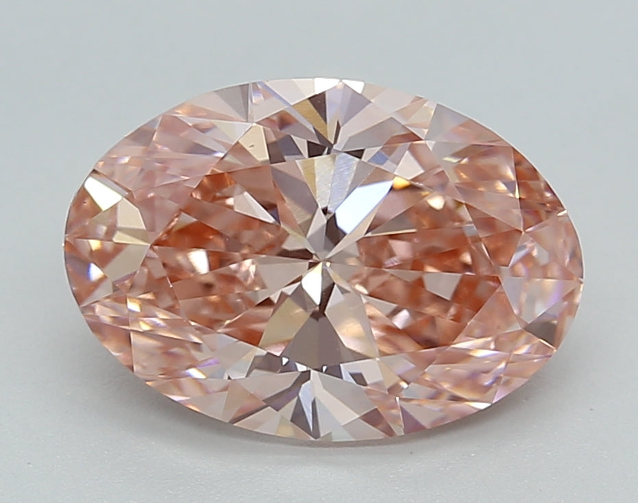 IGI Certified 3.01 CT Oval Fancy Vivid Pink Lab Grown Diamond - VS1 Clarity