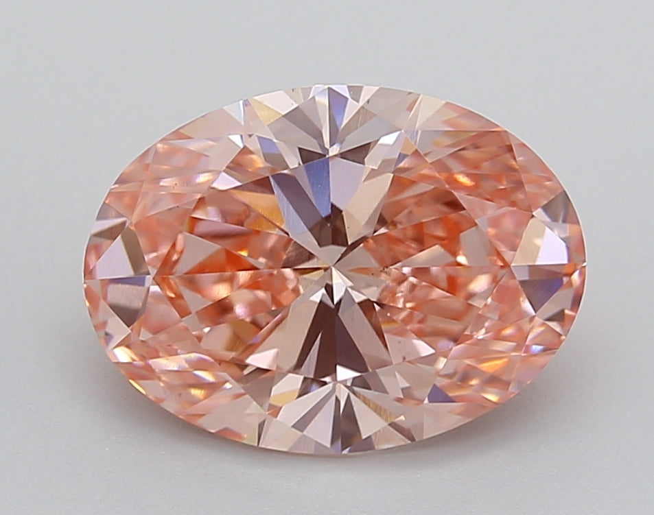 IGI Certified 3.02 CT Oval Fancy Vivid Pink Lab Grown Diamond - VS1 Clarity