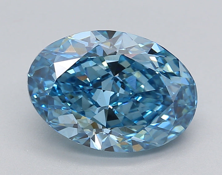 IGI Certified 3.03 CT Oval Fancy Vivid Blue Lab Grown Diamond - VS1 Clarity