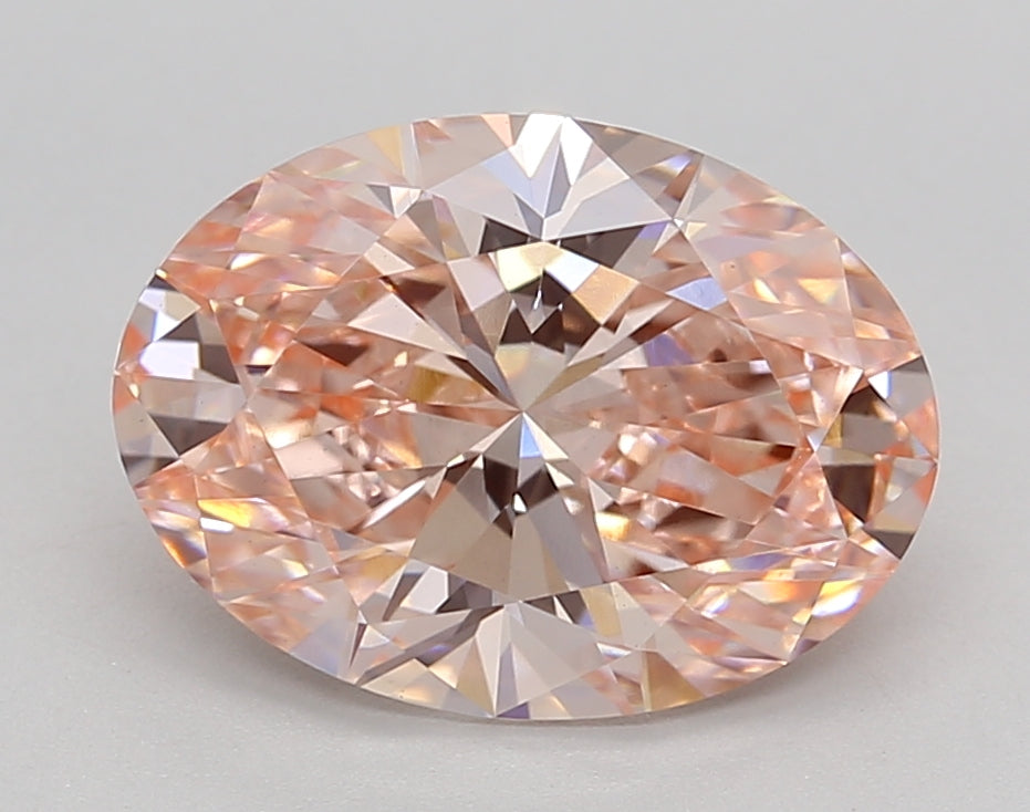 IGI Certified 3.06 CT Oval Fancy Intense Pink Lab Grown Diamond - VS1 Clarity