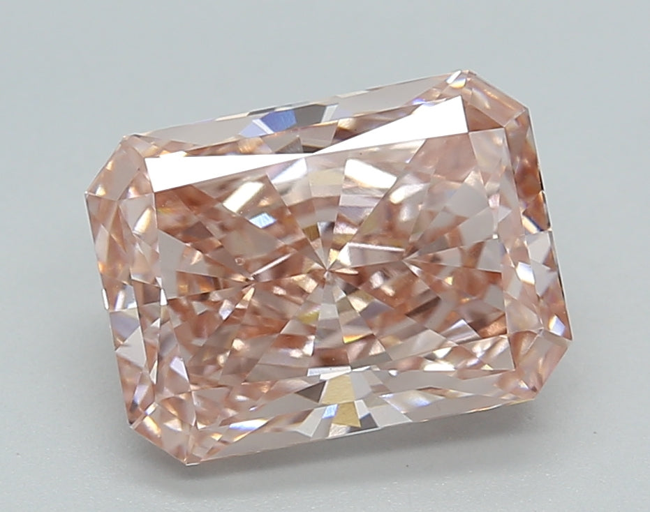 IGI Certified 3.06 CT Radiant Cut Lab Grown Diamond - Fancy Intense Pink, VS1 Clarity