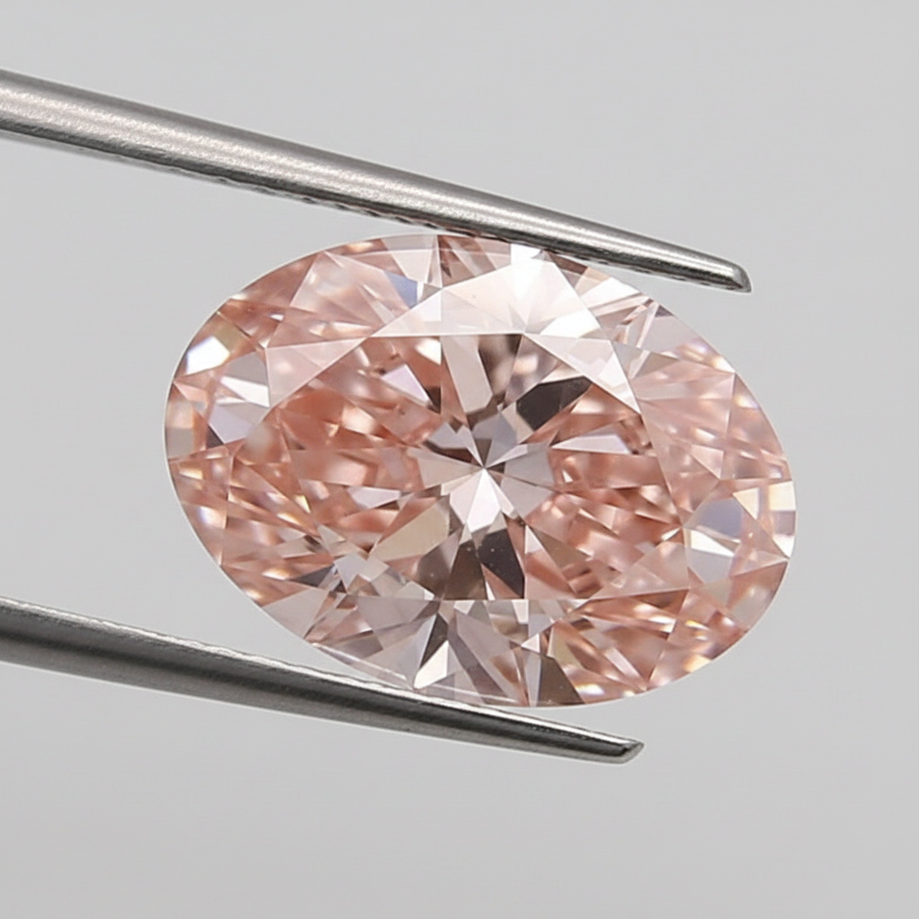 3,20 Karat ovaler, im Labor gewachsener Diamant, VS1/Fancy Intense Pink