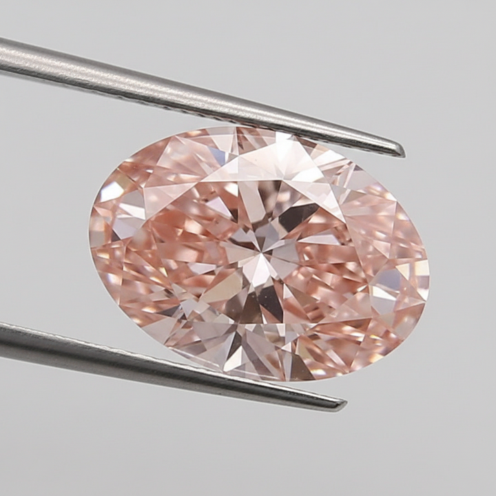 3,20 Karat ovaler, im Labor gewachsener Diamant, VS1/Fancy Intense Pink