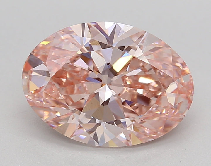 IGI Certified 3.20 CT Oval Fancy Intense Pink Lab Grown Diamond - VS1 Clarity