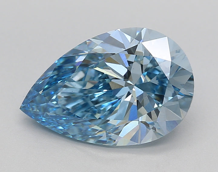 IGI Certified 3.20 ct Pear Cut Lab Grown Diamond Fancy Vivid Blue VS1