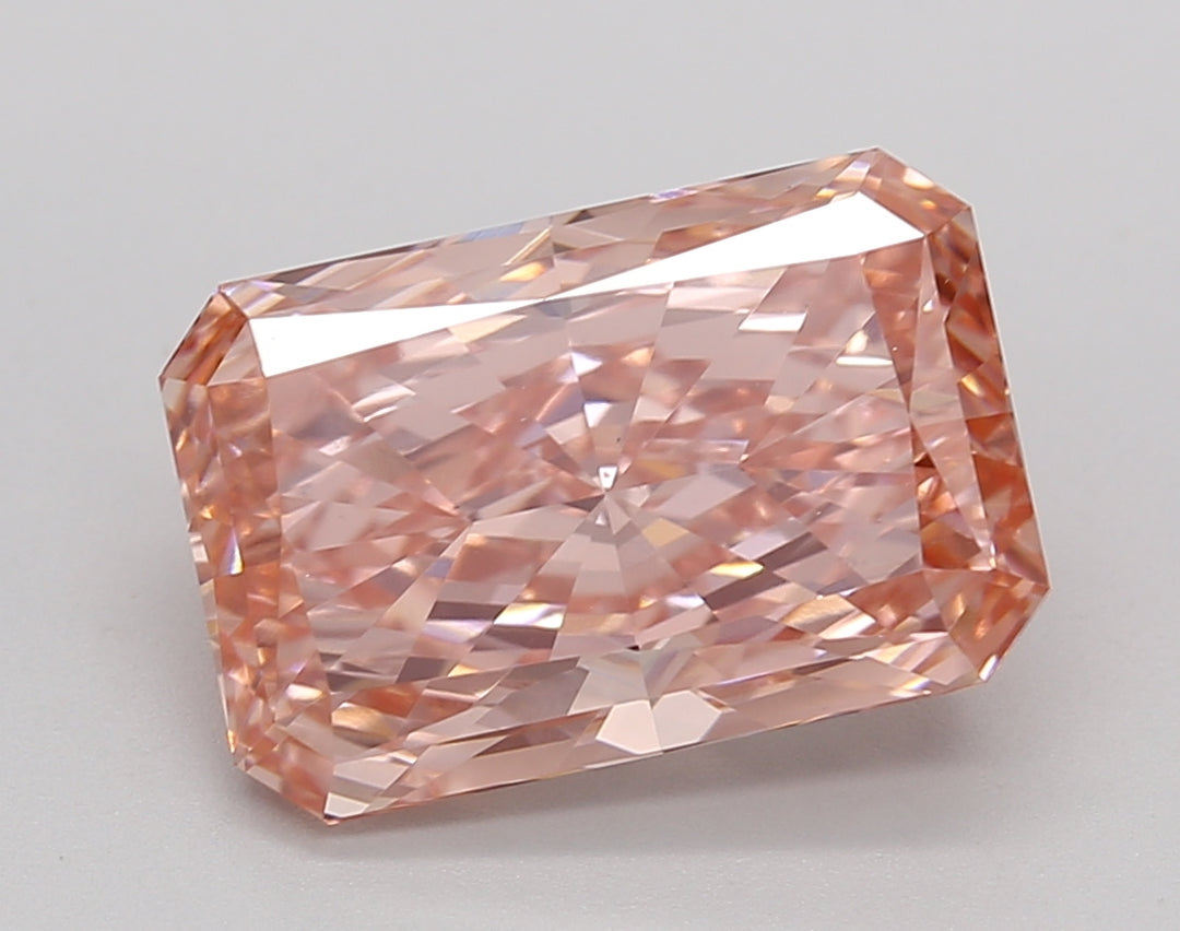 IGI Certified 4.03 CT Radiant Cut Lab Grown Diamond - Fancy Vivid Pink, VS1 Clarity