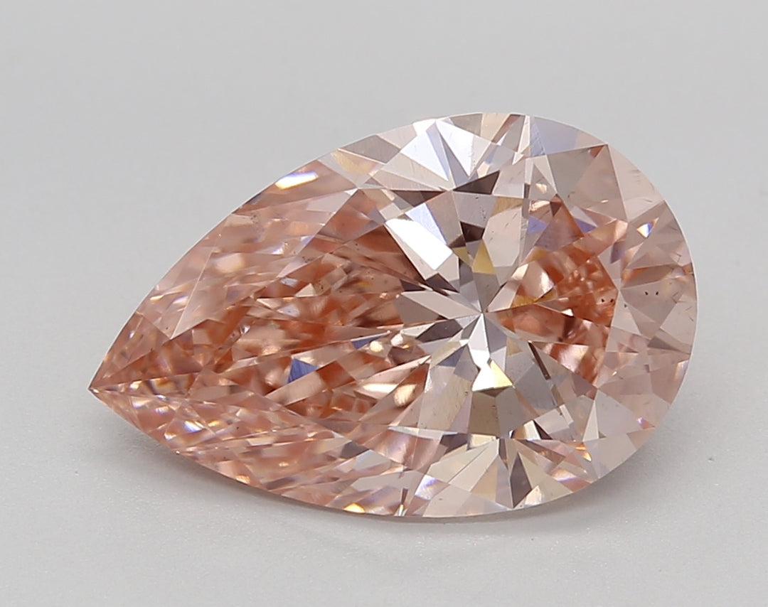IGI Certified 4.06 CT Pear Cut Lab Grown Diamond - Fancy Vivid Pink, VS2 Clarity