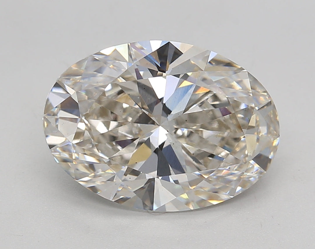 IGI Certified 4.08 CT Oval Cut Lab-Grown Diamond, I Color, VS2 Clarity, EX Polish, EX Symmetry, No Fluorescence