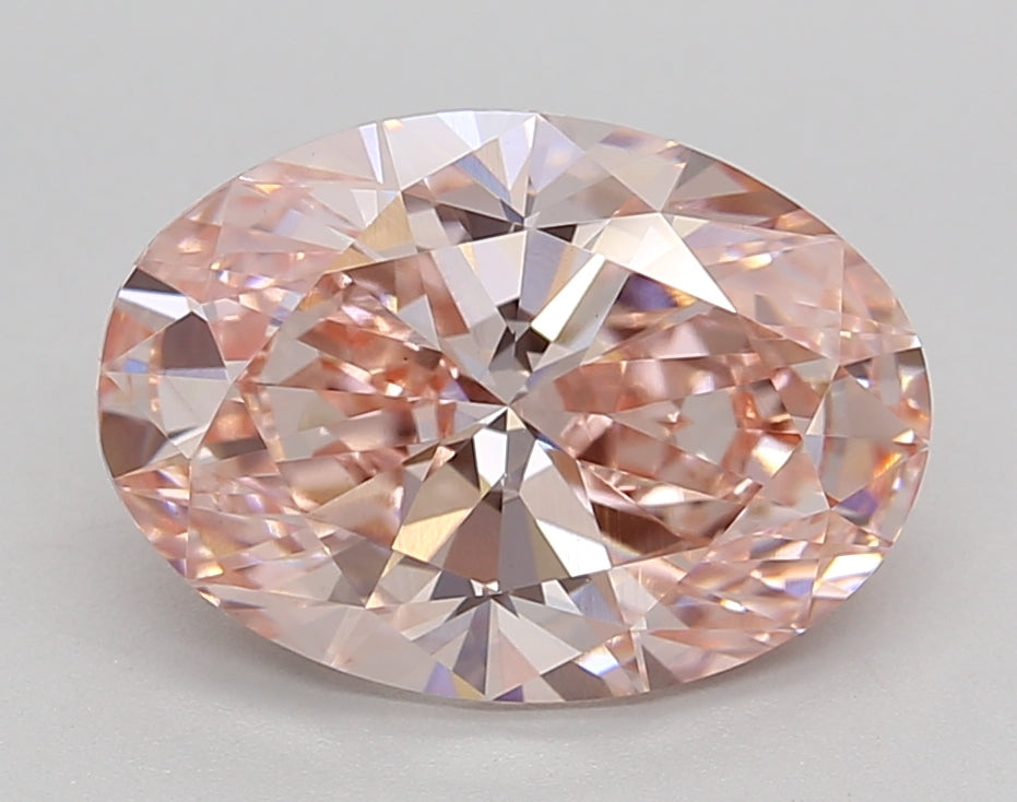 IGI Certified Oval Cut Lab Grown Diamond - 3.09 ct. - Fancy Intense Pink VVS2