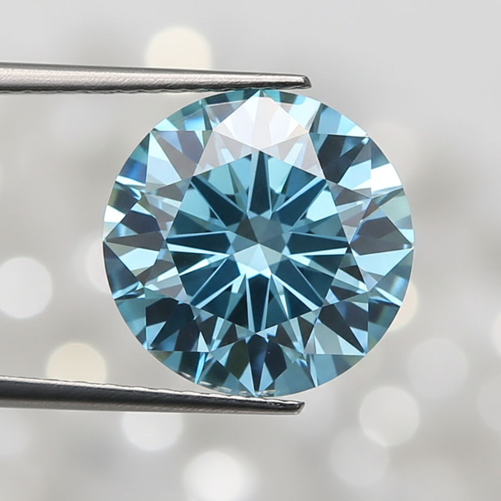 IGI Certified 5.04 Ct Fancy Vivid Blue Round CVD Lab Grown Diamond