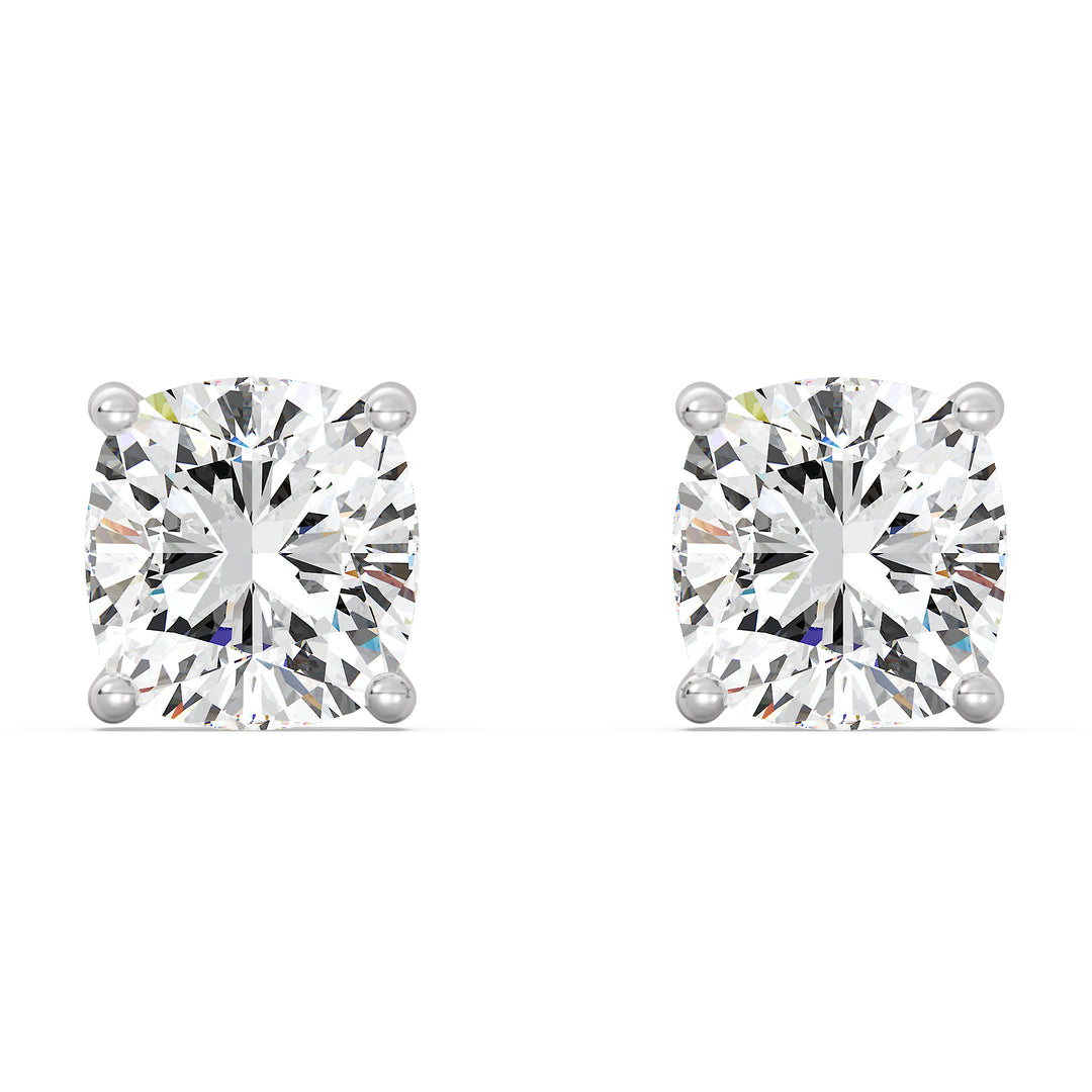 IGI Certified Cushion-Cut Diamond Studs in White Gold