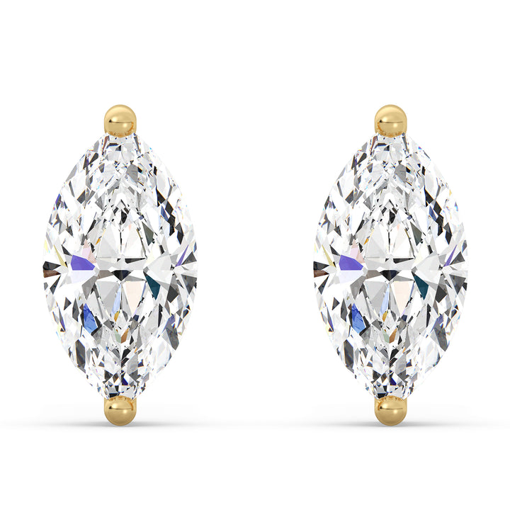 IGI Certified Marquise-Cut Diamond Studs in Yellow Gold