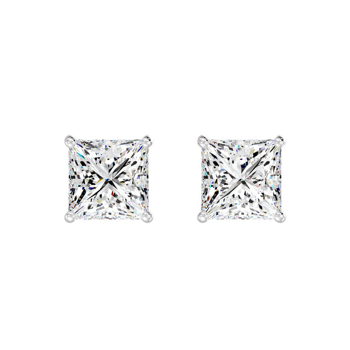 IGI Certified Princess-Cut Diamond Studs in White Gold