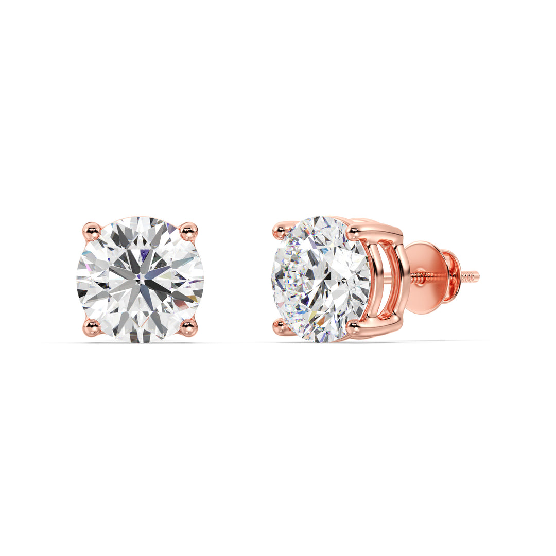 IGI Certified Round-Cut Diamond Studs in Rose Gold