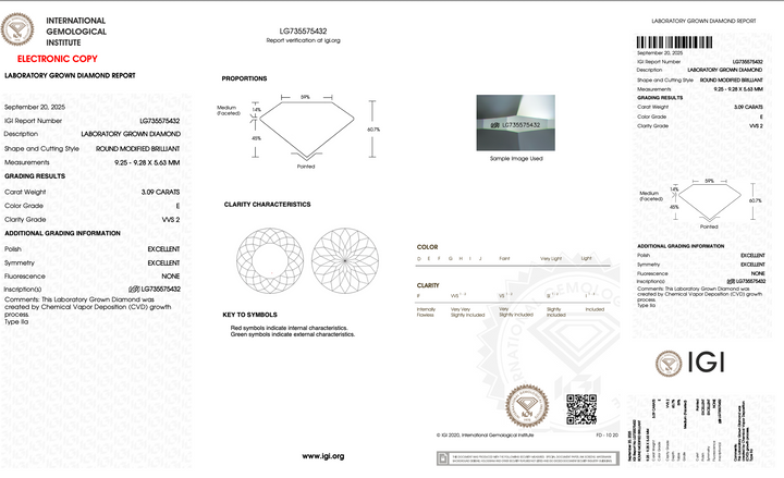 3.09 Carat Portuguese Cut Lab Grown Diamond, VVS2/E