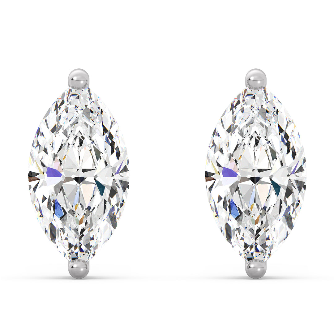 Marquise-Cut Lab Created Diamond Stud Earrings in White Gold Setting