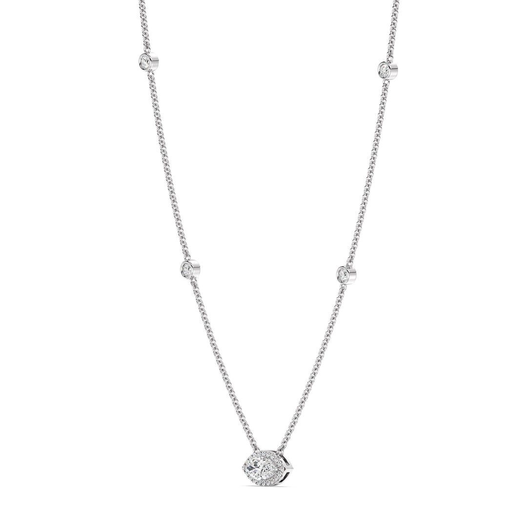 Marquise Diamond Accent Necklace in 18K White Gold