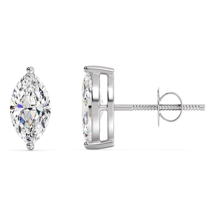 Marquise cut lab grown diamond stud earrings in white gold, 0.20–4.00 CTTW