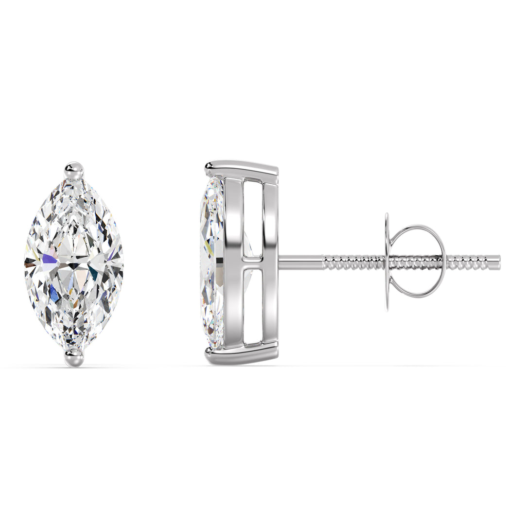 Mesmerizing Marquise-Cut Lab Grown Diamond Stud Earrings in 18K White Gold