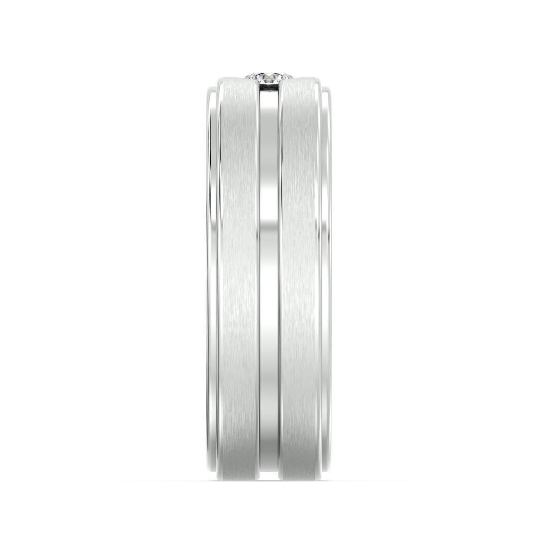 Round Cut Double Groove Platinum Men&