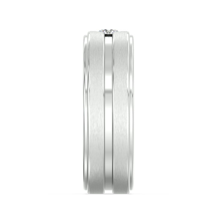 Round Cut Double Groove Platinum Men&