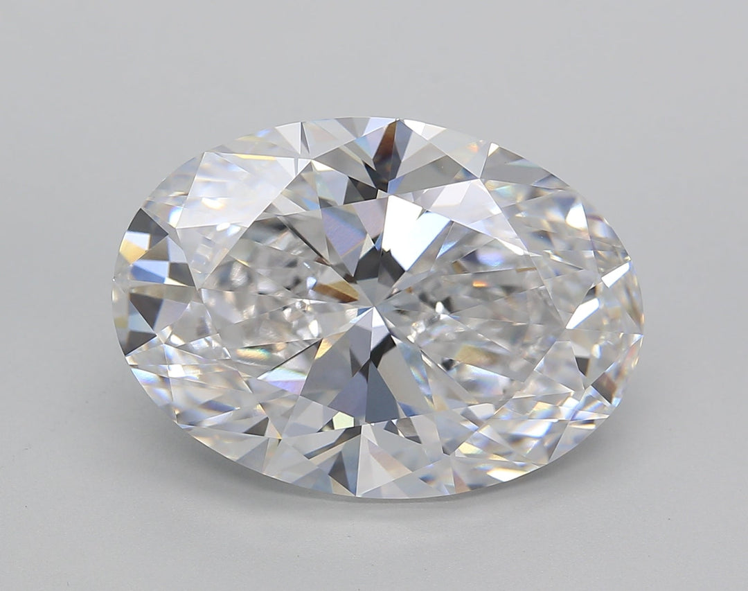 Oval-cut 10.07 ct. CVD diamond from GIA Certified lab, E color, VVS2 clarity.