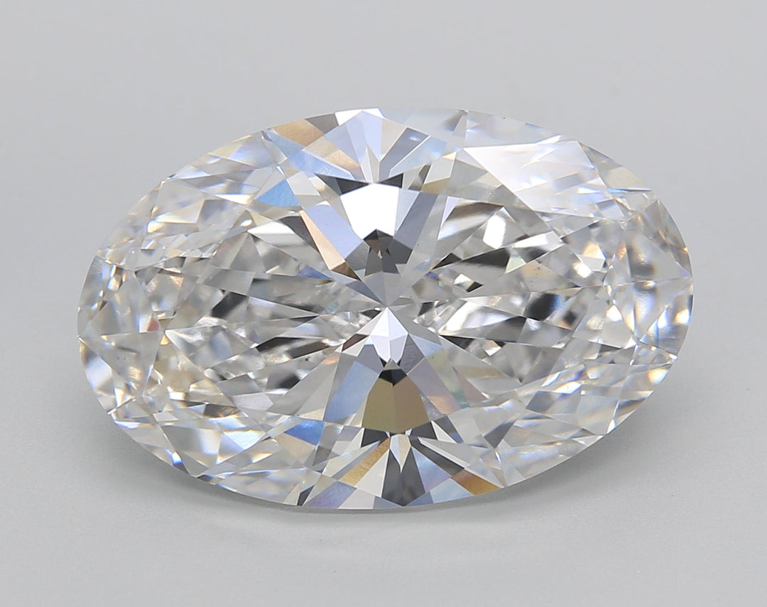 Oval-cut 10.10 ct. CVD diamond from IGI Certified lab, F color, VS1 clarity.