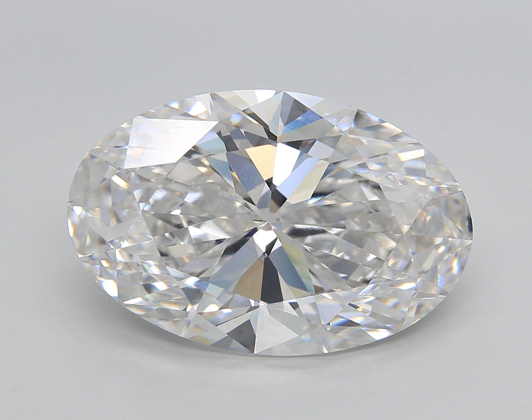 Oval-cut 10.12 ct. CVD diamond from IGI Certified lab, F color, VS1 clarity.