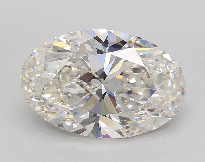 Oval-cut 5.01 ct. CVD diamond from IGI Certified lab, G color, VS1 clarity.