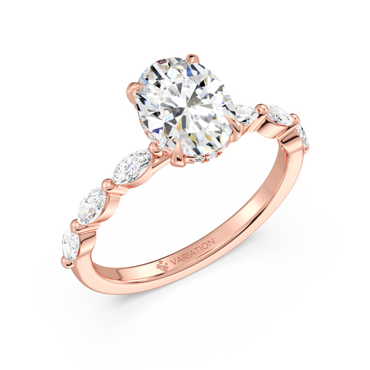 2 Carat Oval Hidden Halo Engagement Ring