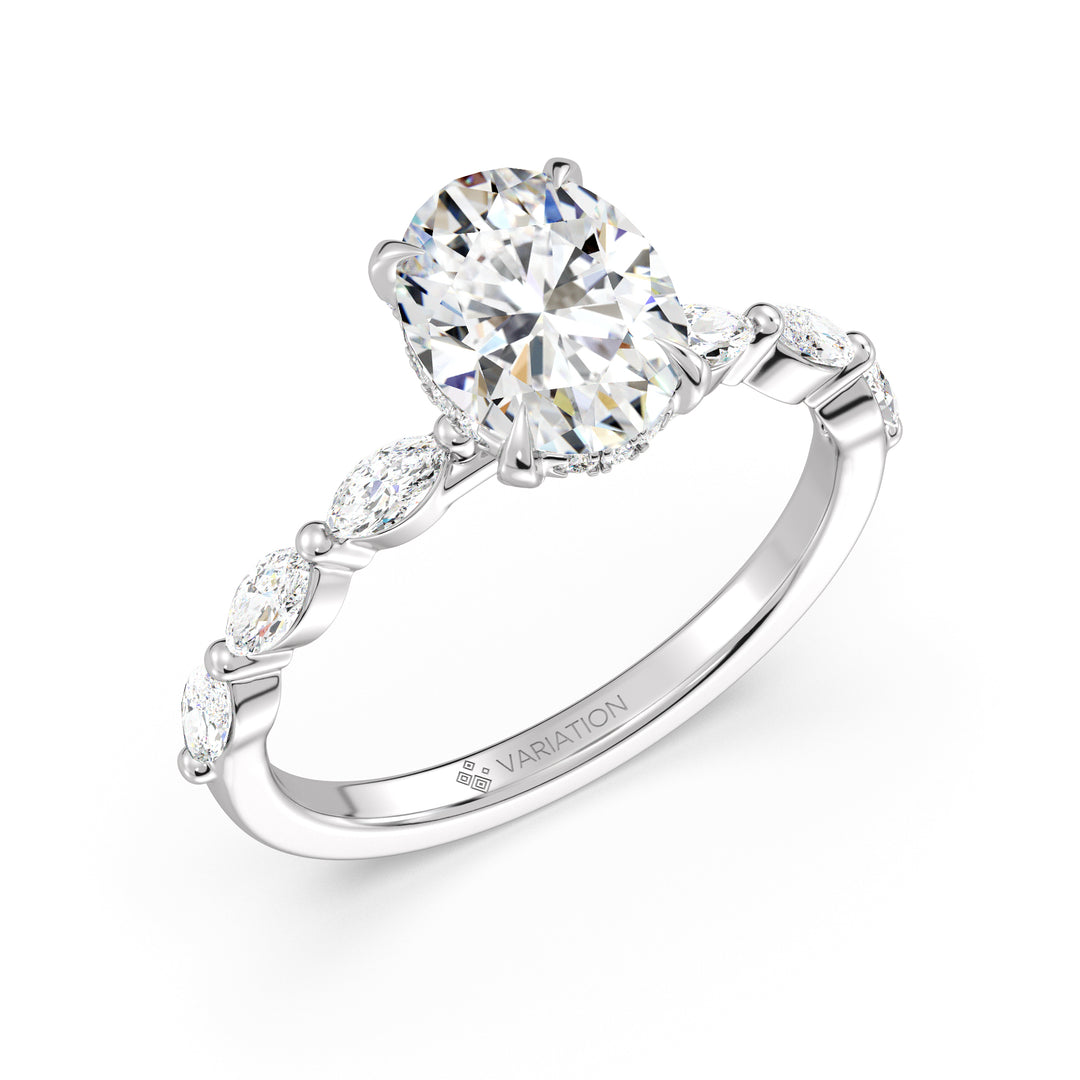 2 Carat Oval Hidden Halo Engagement Ring