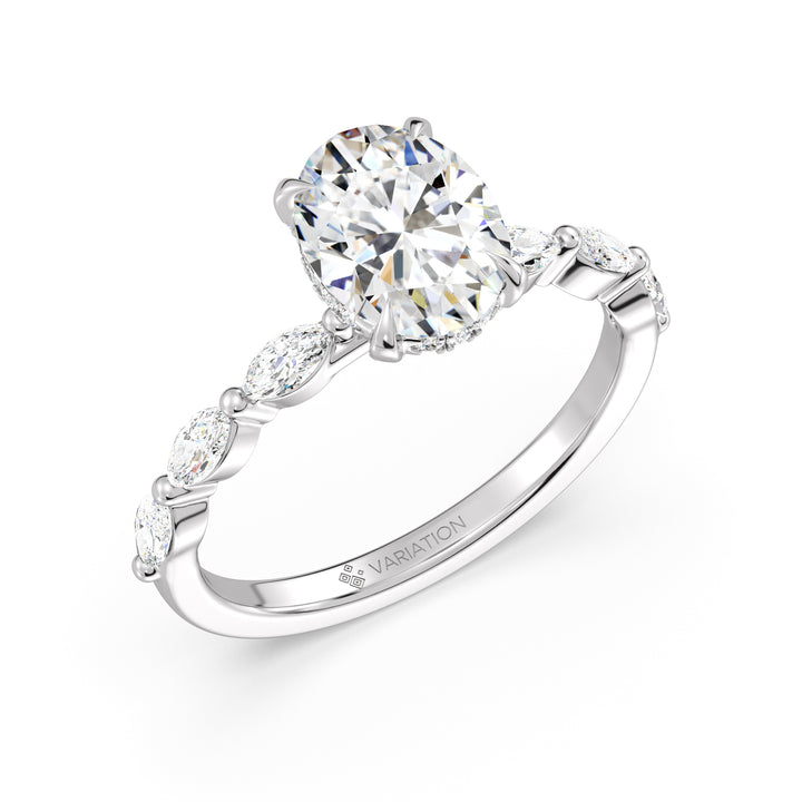 2 Carat Oval Hidden Halo Engagement Ring